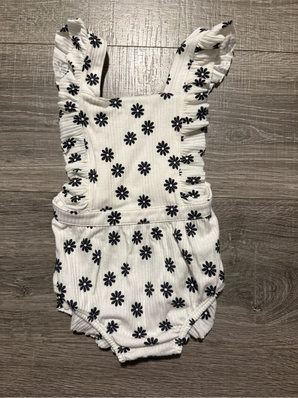 Cat & Jack White Baby Romper with Black Daisy Print